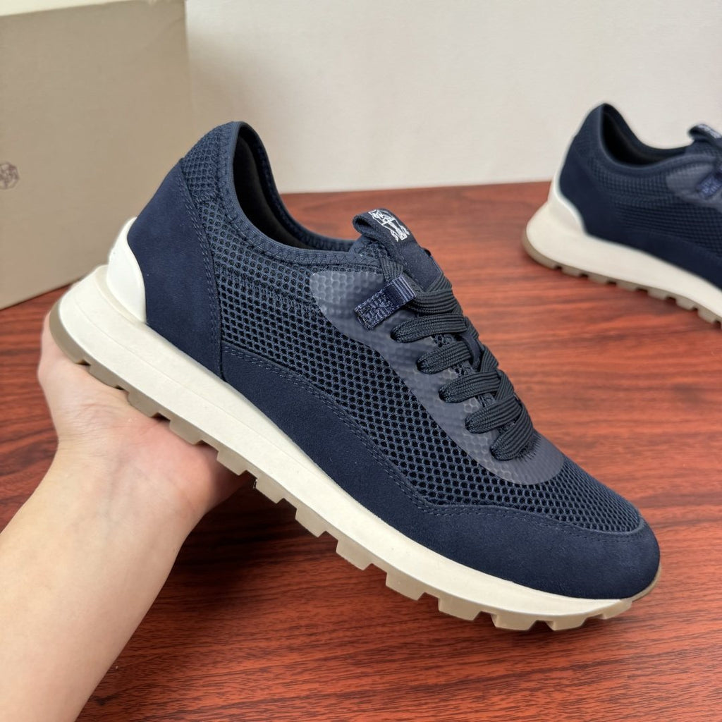 Brunello Cucinelli Mesh and Suede Sneakers — model