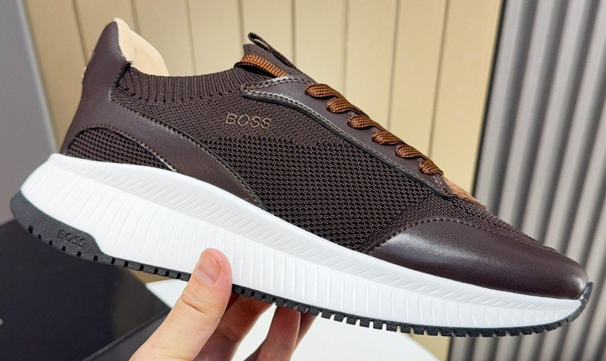 BOSS Knit Lace-Up Sneakers — front