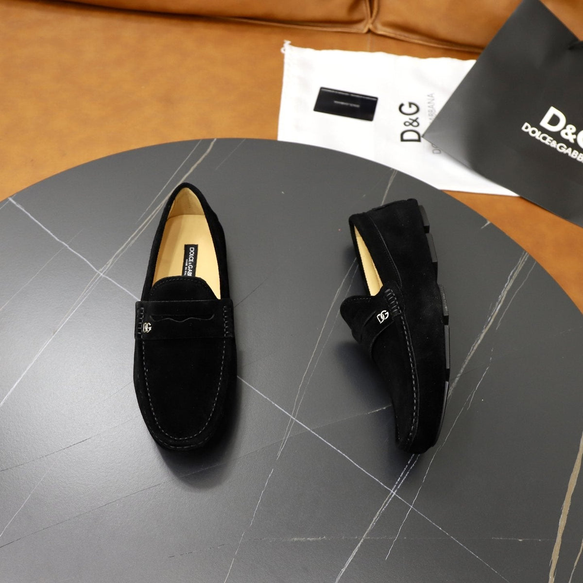 Dolce & Gabbana Men's Leather Penny Loafers — front