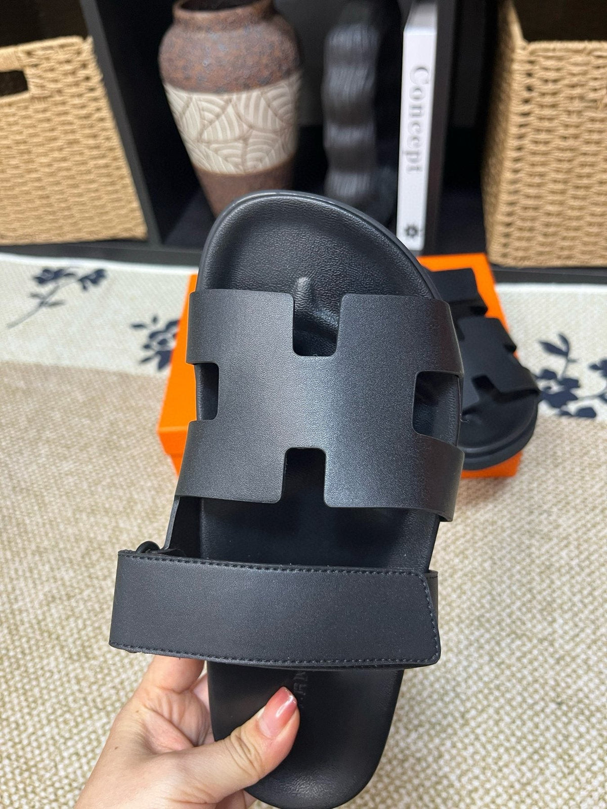Hermes Cutout Slide Sandals — front