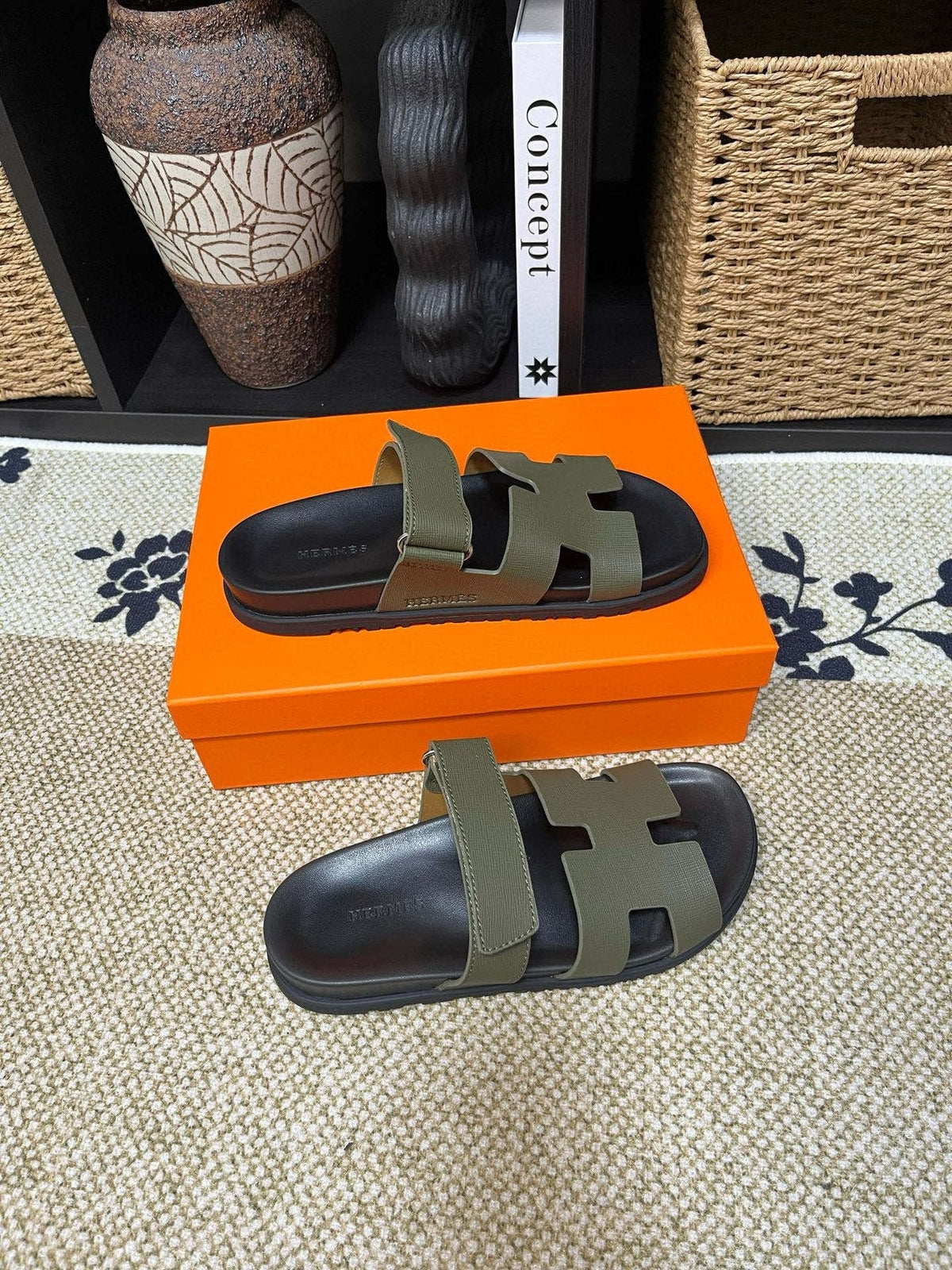 Hermes Cutout Slide Sandals — front