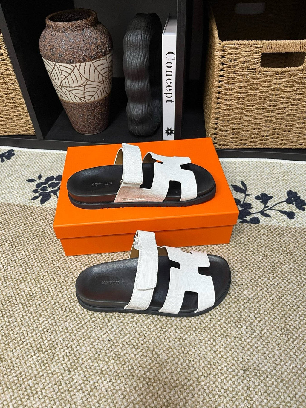 Hermes Cutout Slide Sandals — side