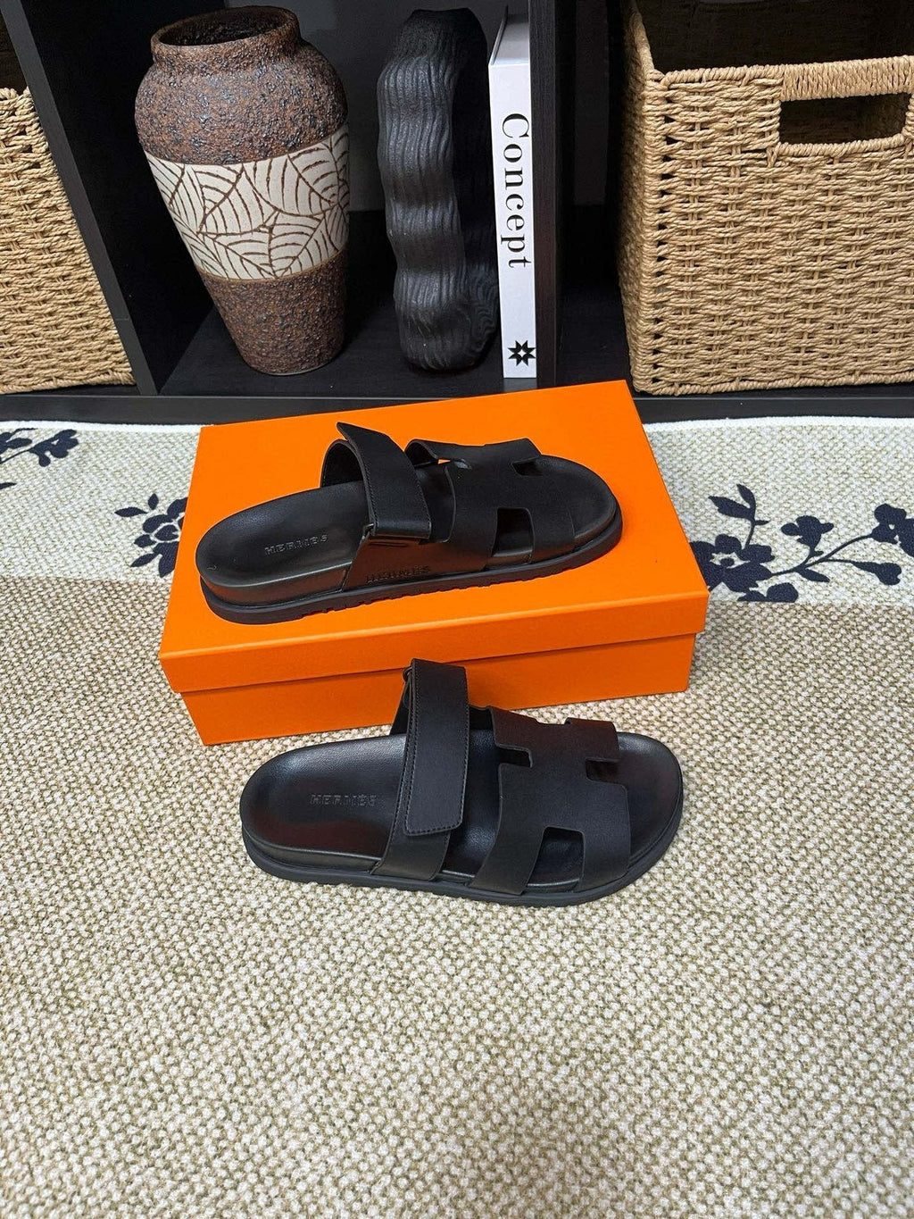 Hermes Cutout Slide Sandals — side