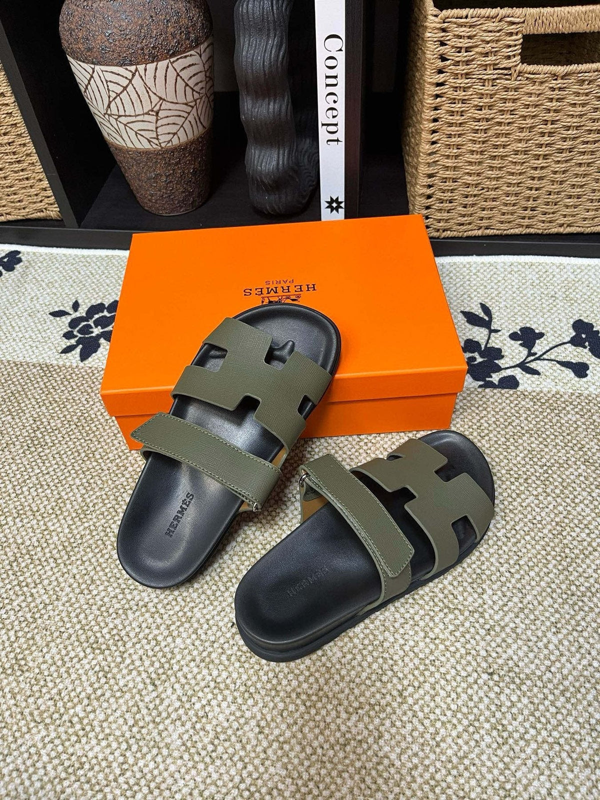 Hermes Cutout Slide Sandals — side