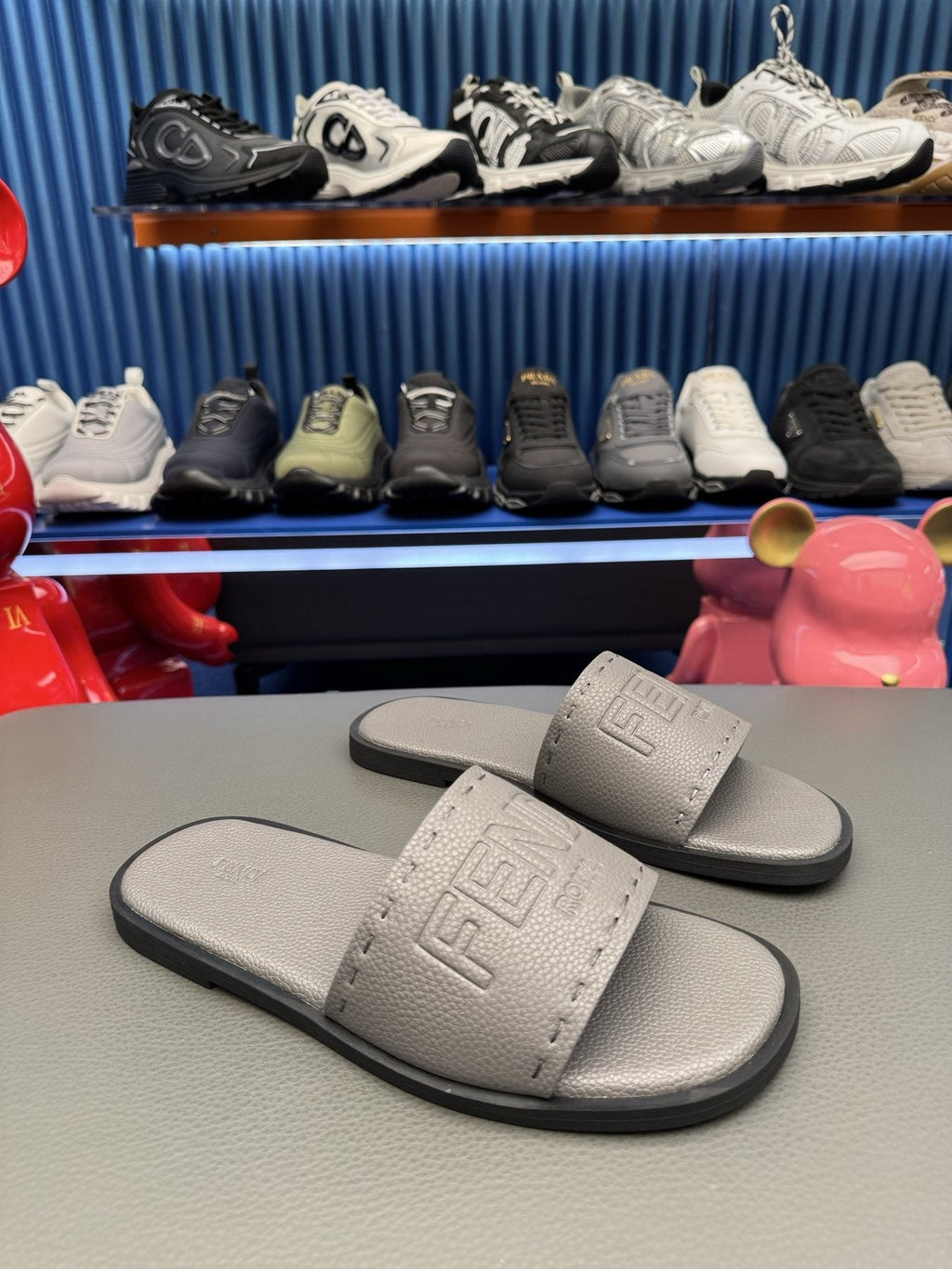 Fendi Embossed Logo Slide Sandals — front