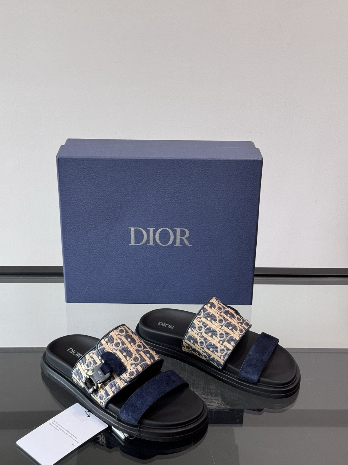 Dior Patterned Strap Slide Sandals — front