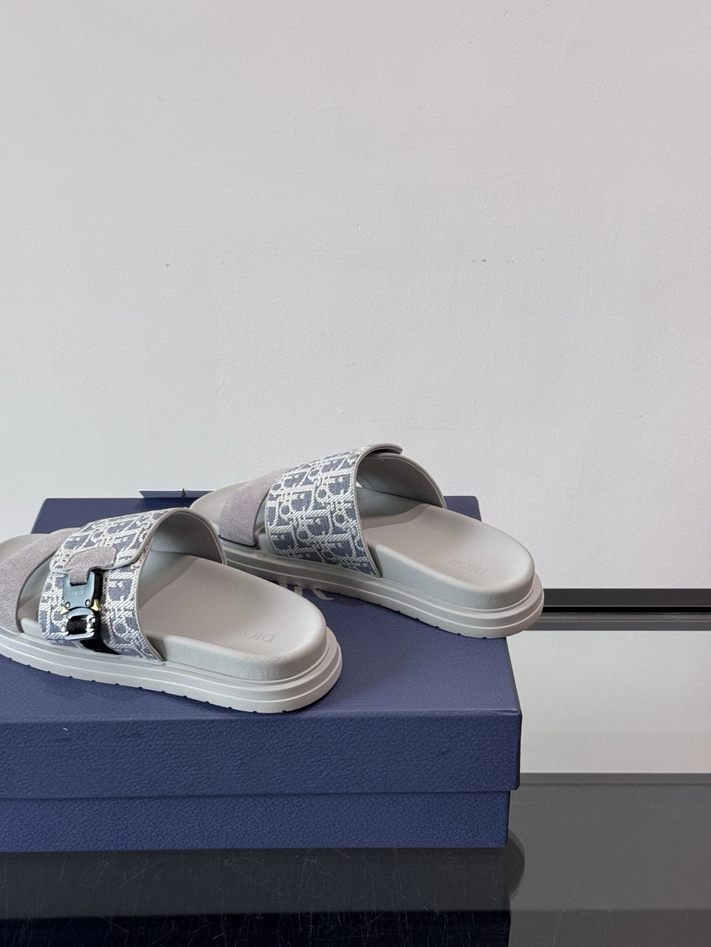 Dior Patterned Strap Slide Sandals — side