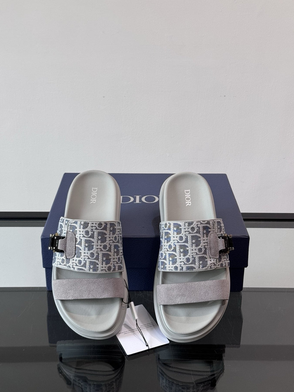 Dior Patterned Strap Slide Sandals — front