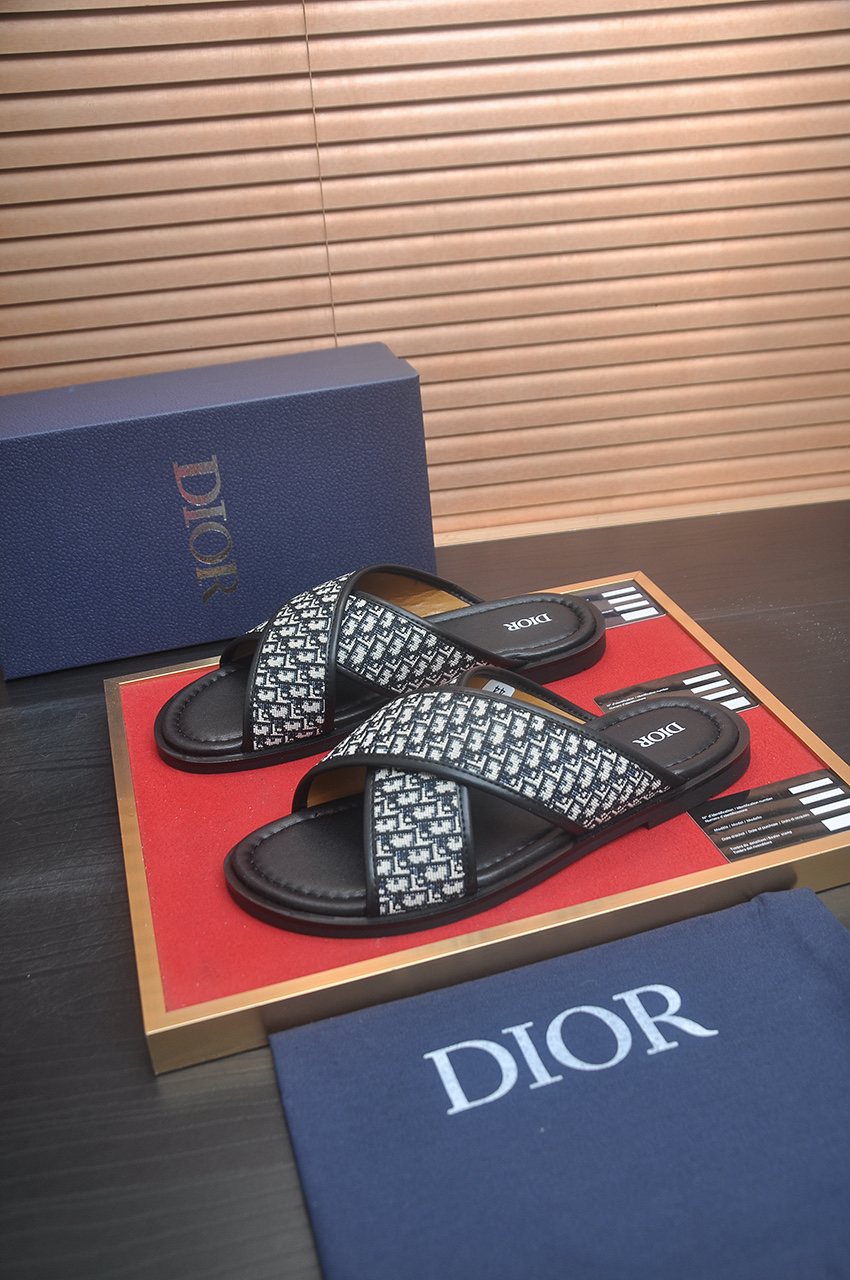 Dior Monogram Crossover Slide Sandals — side