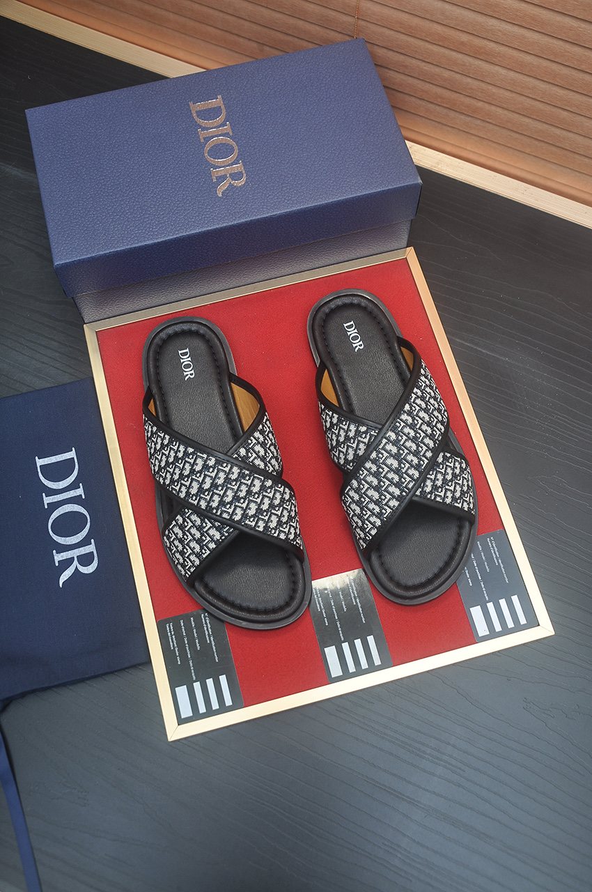 Dior Monogram Crossover Slide Sandals — front