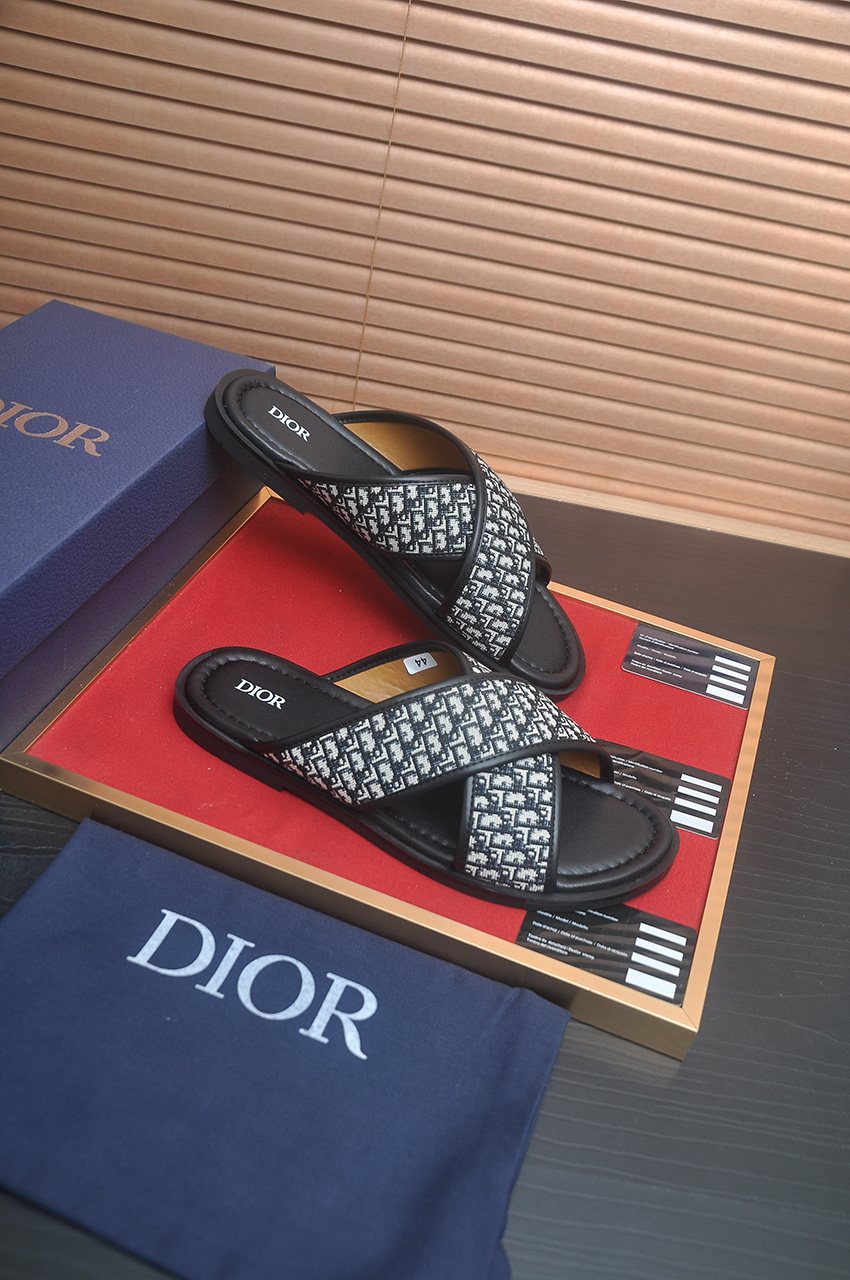 Dior Monogram Crossover Slide Sandals — side