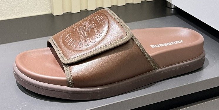 Burberry Embossed Check Slide Sandals — front