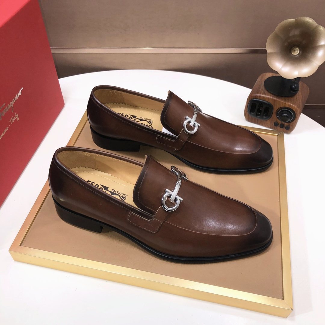 Ferragamo Horsebit Leather Loafers — side