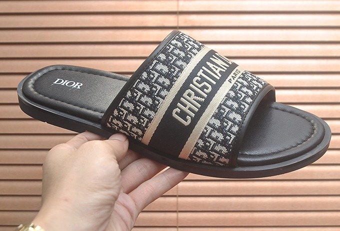 Dior Patterned Strap Slide Sandals — front