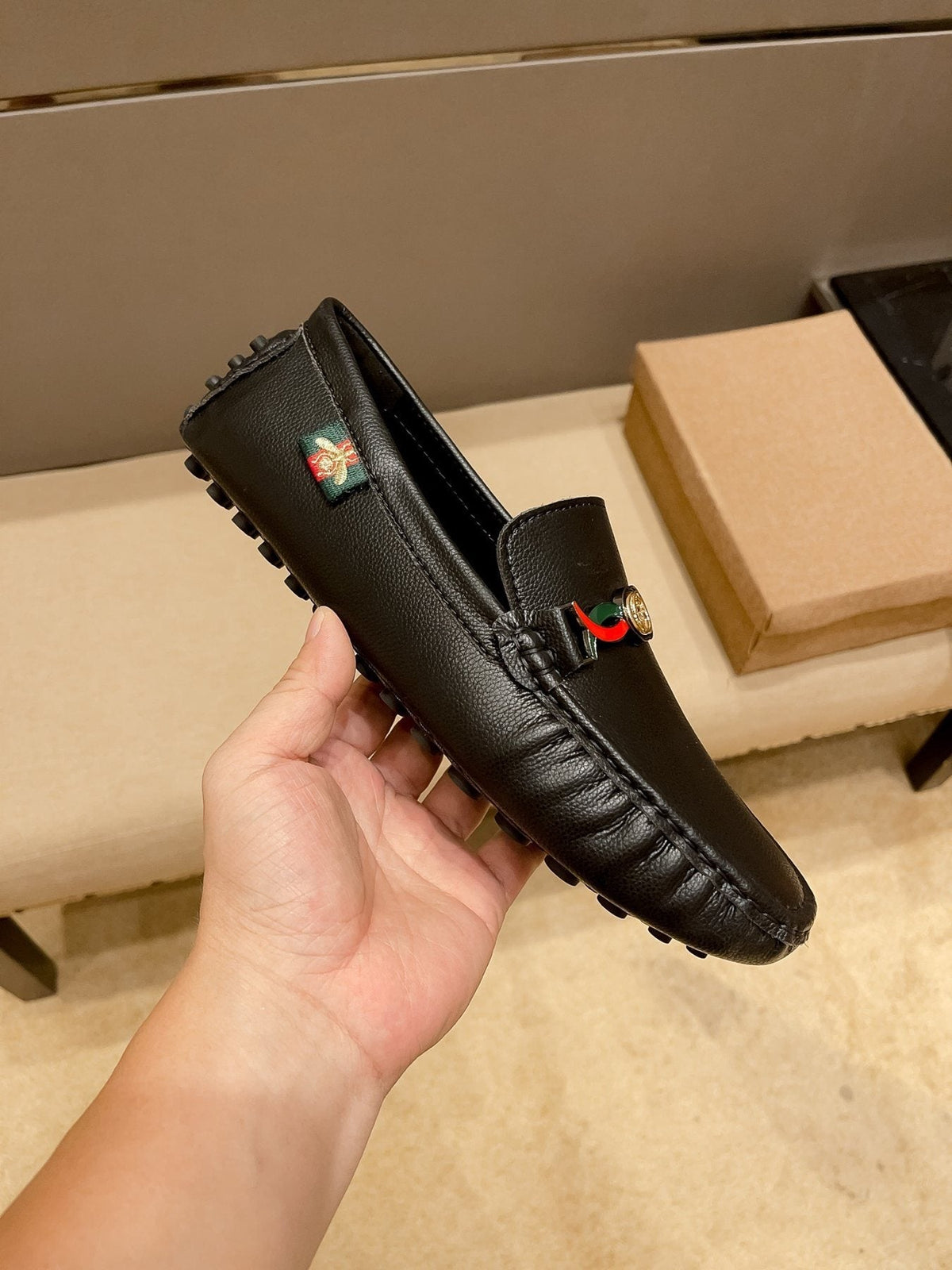Gucci Web-Accent Driving Loafers — side