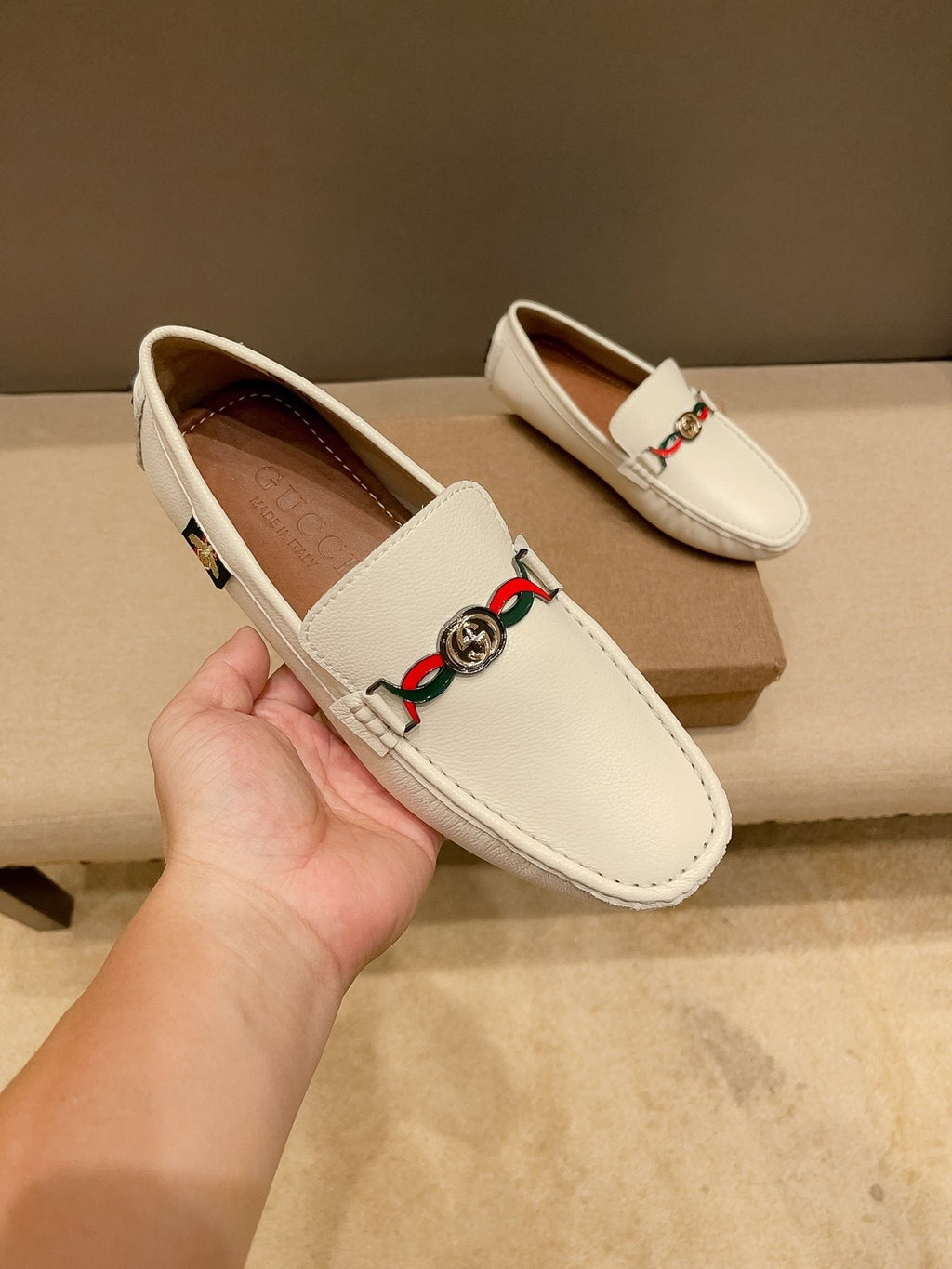 Gucci Web-Accent Driving Loafers — front
