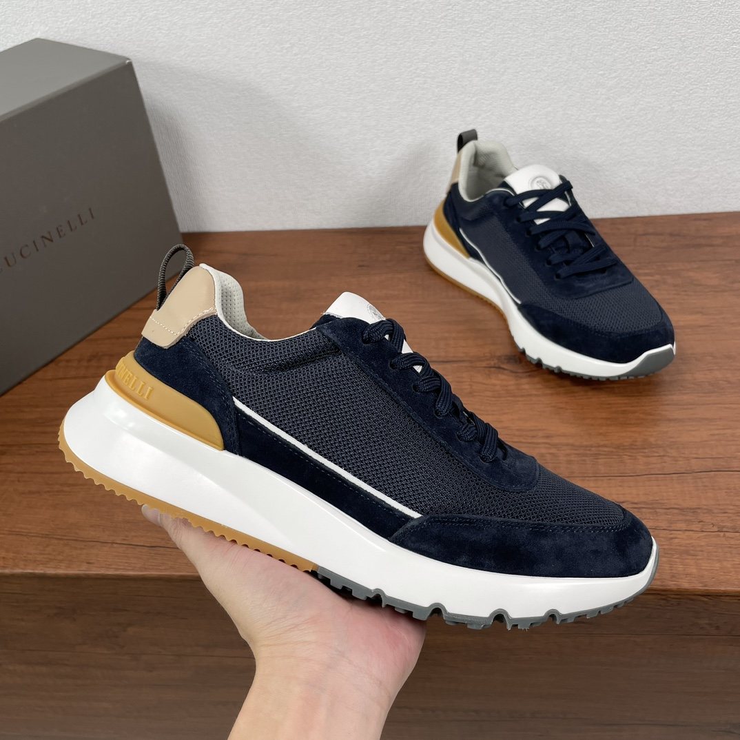 Brunello Cucinelli Knit Panel Low-Top Sneakers — side