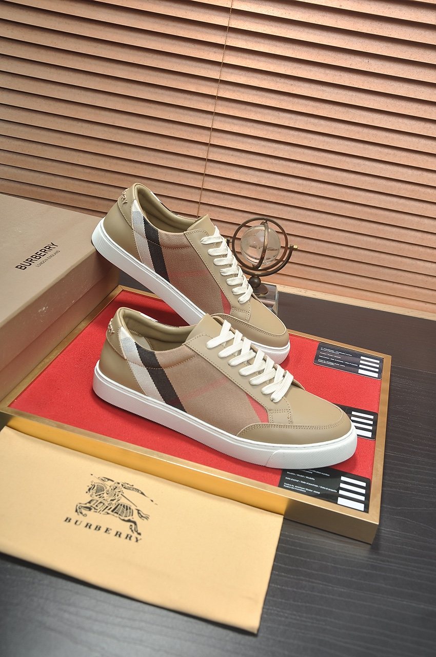 Burberry Plaid Panel Low-Top Sneakers — side