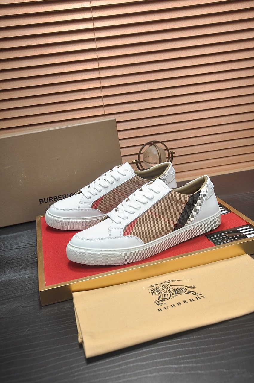 Burberry Plaid Panel Low-Top Sneakers — front