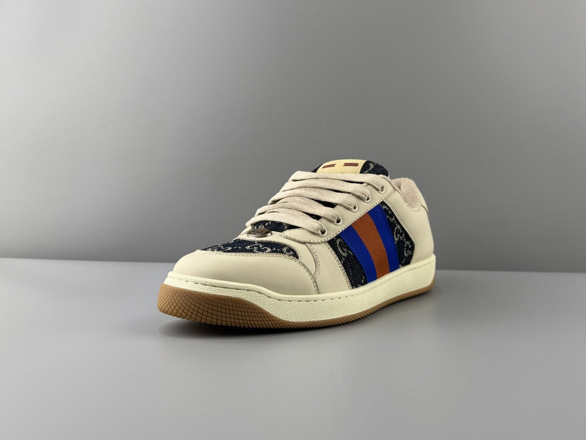 Gucci Cream Stripe Low-Top Sneakers — front