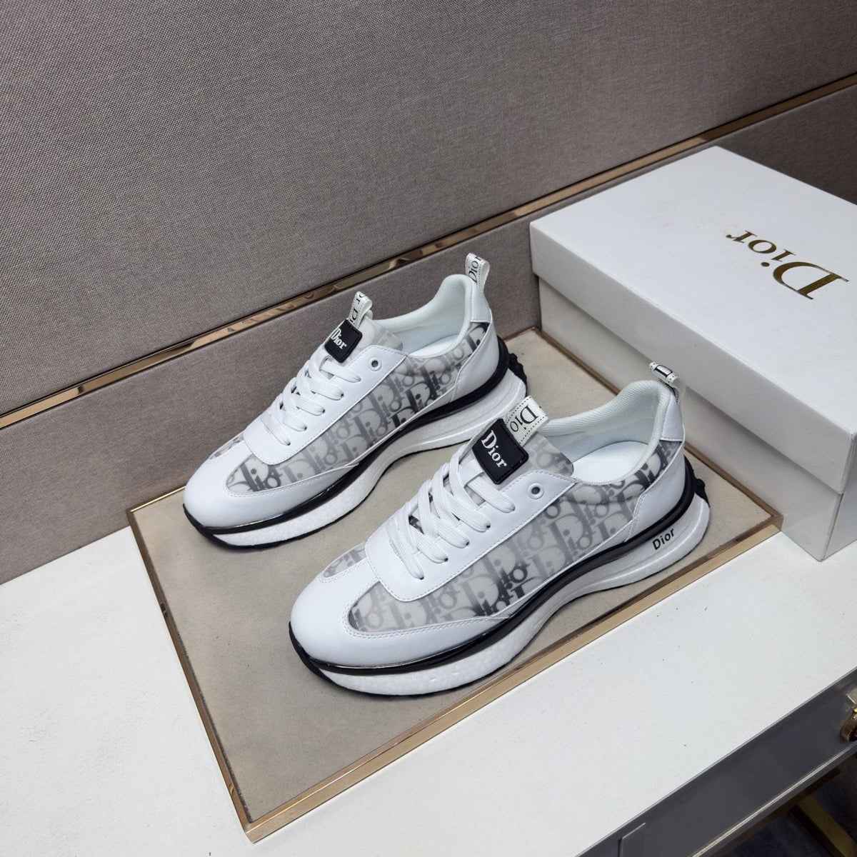 Dior Patterned Panel Sneakers — front