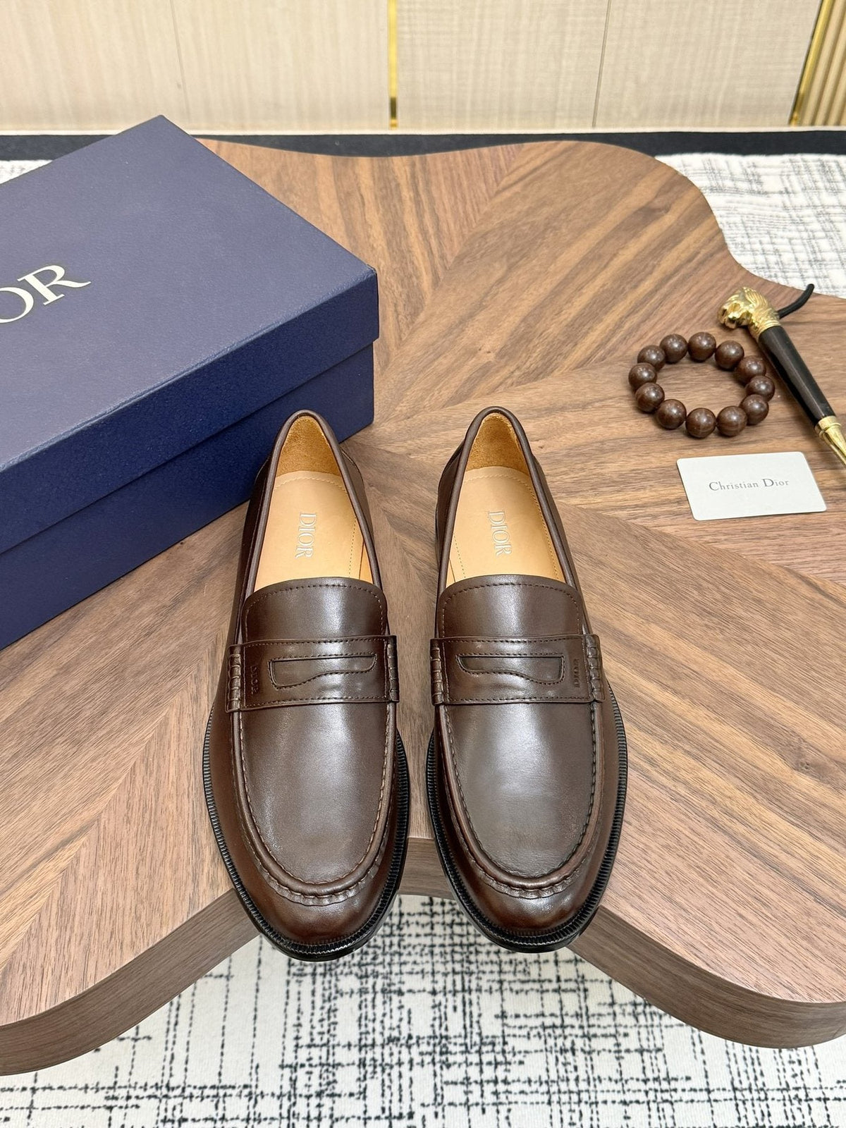 Dior Leather Penny Loafers — front