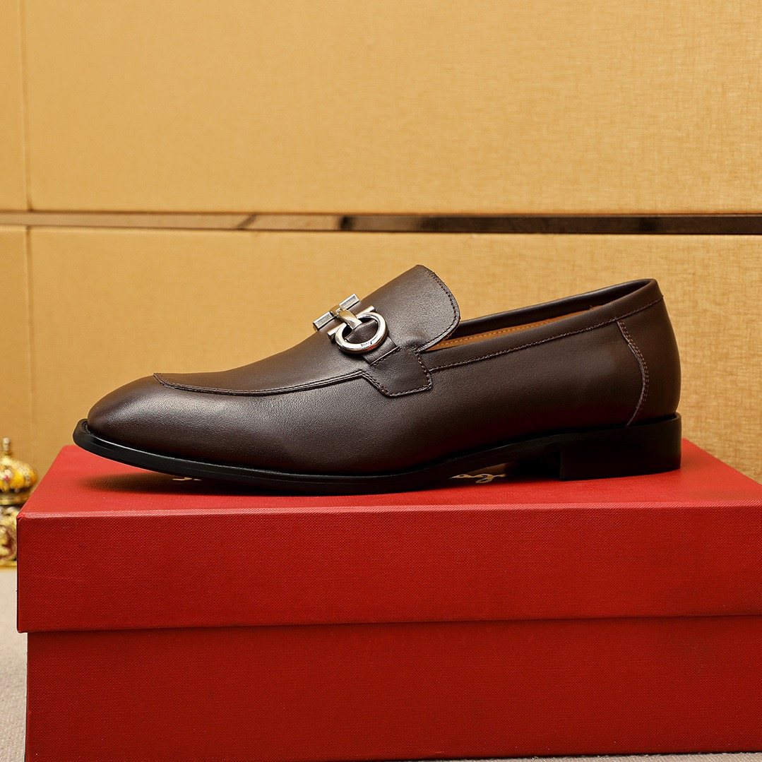Ferragamo Silver-Tone Ornament Loafers — side