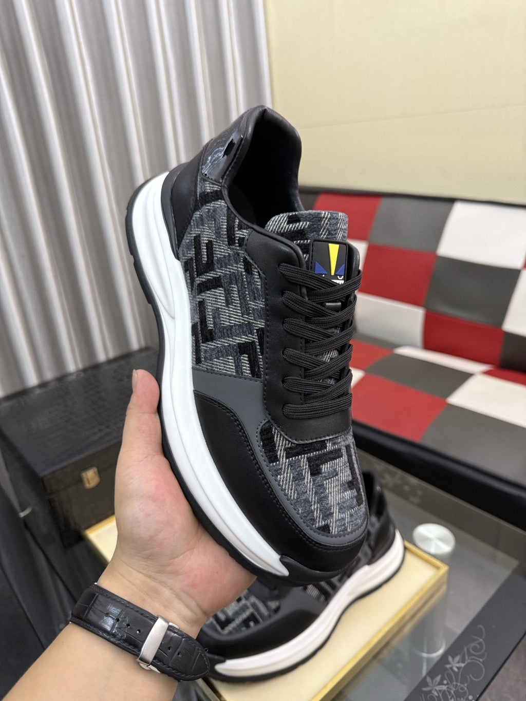 Fendi Men's Patterned Panel Sneakers — model