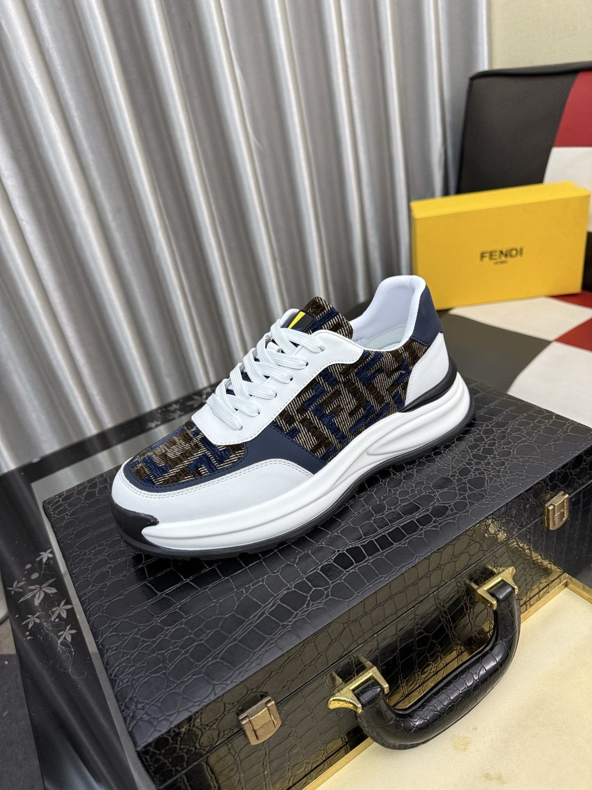 Fendi Men's Patterned Panel Sneakers — front