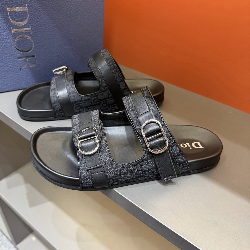 Dior Patterned Double-Strap Slide Sandals — front