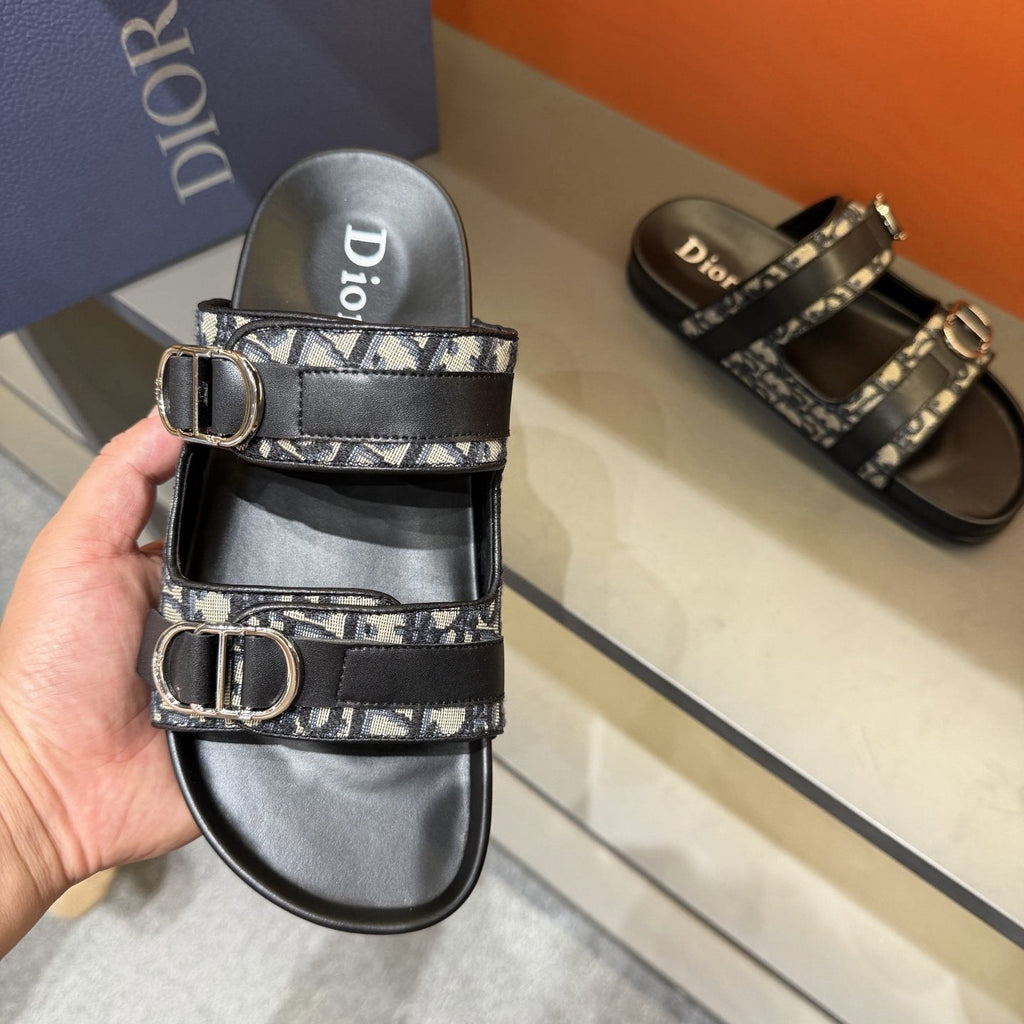 Dior Patterned Double-Strap Slide Sandals — front