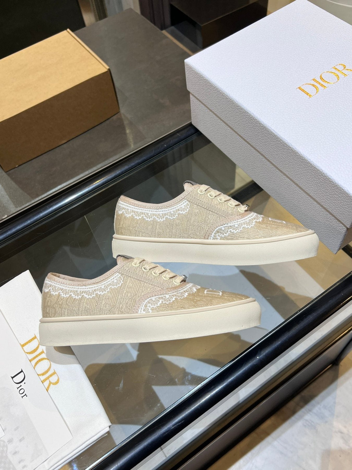 Dior Embroidered Canvas Low-Top Sneakers — side