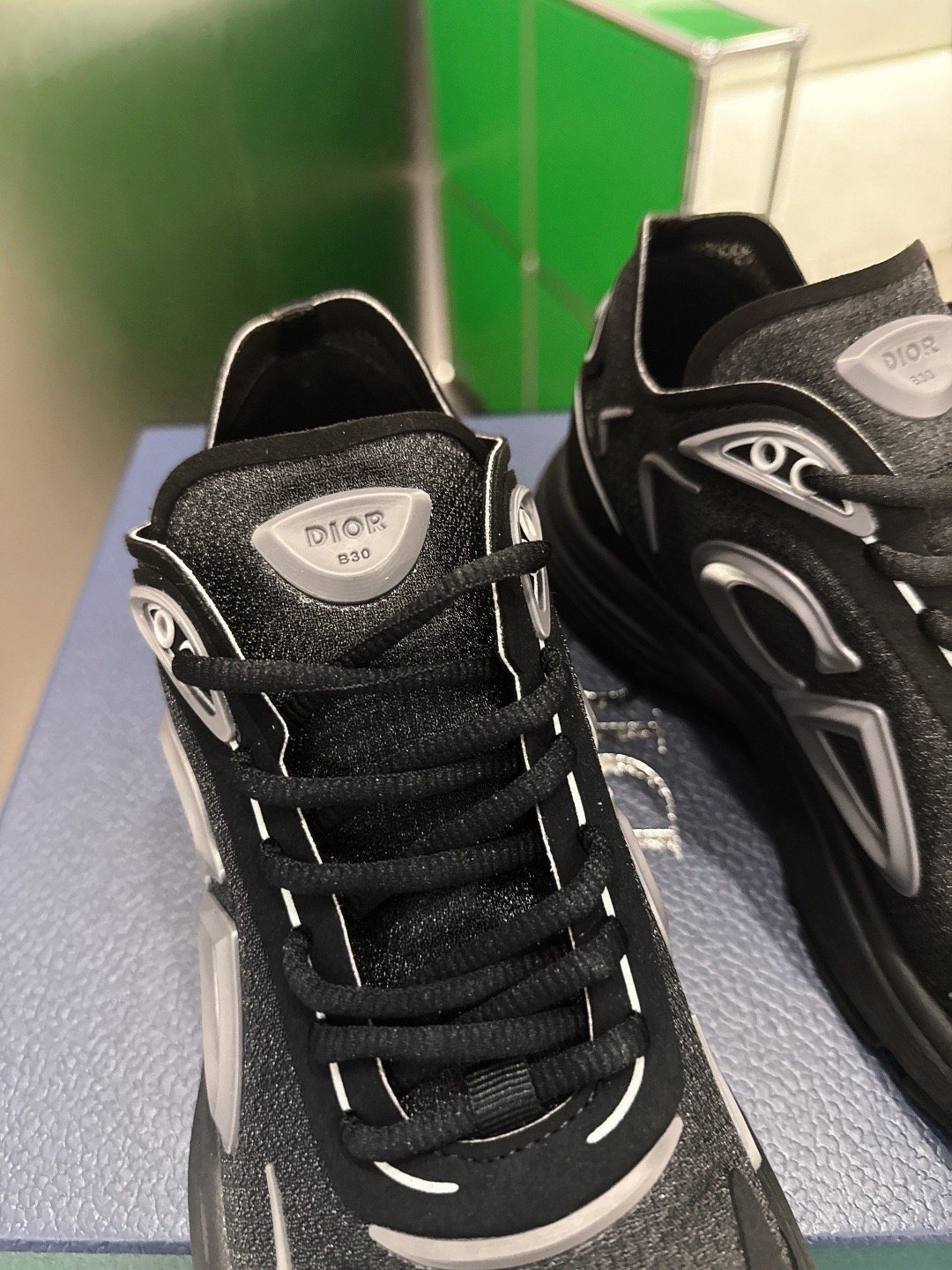 Dior Black and White Accent Low-Top Sneakers — detail