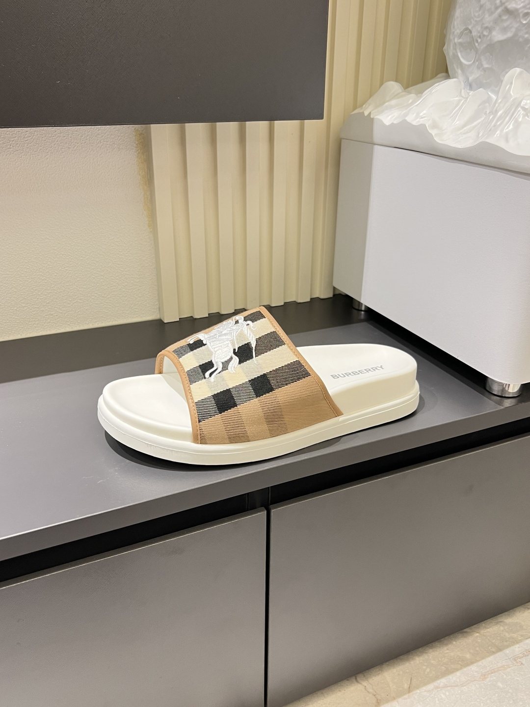 Burberry Plaid Slide Sandals — side