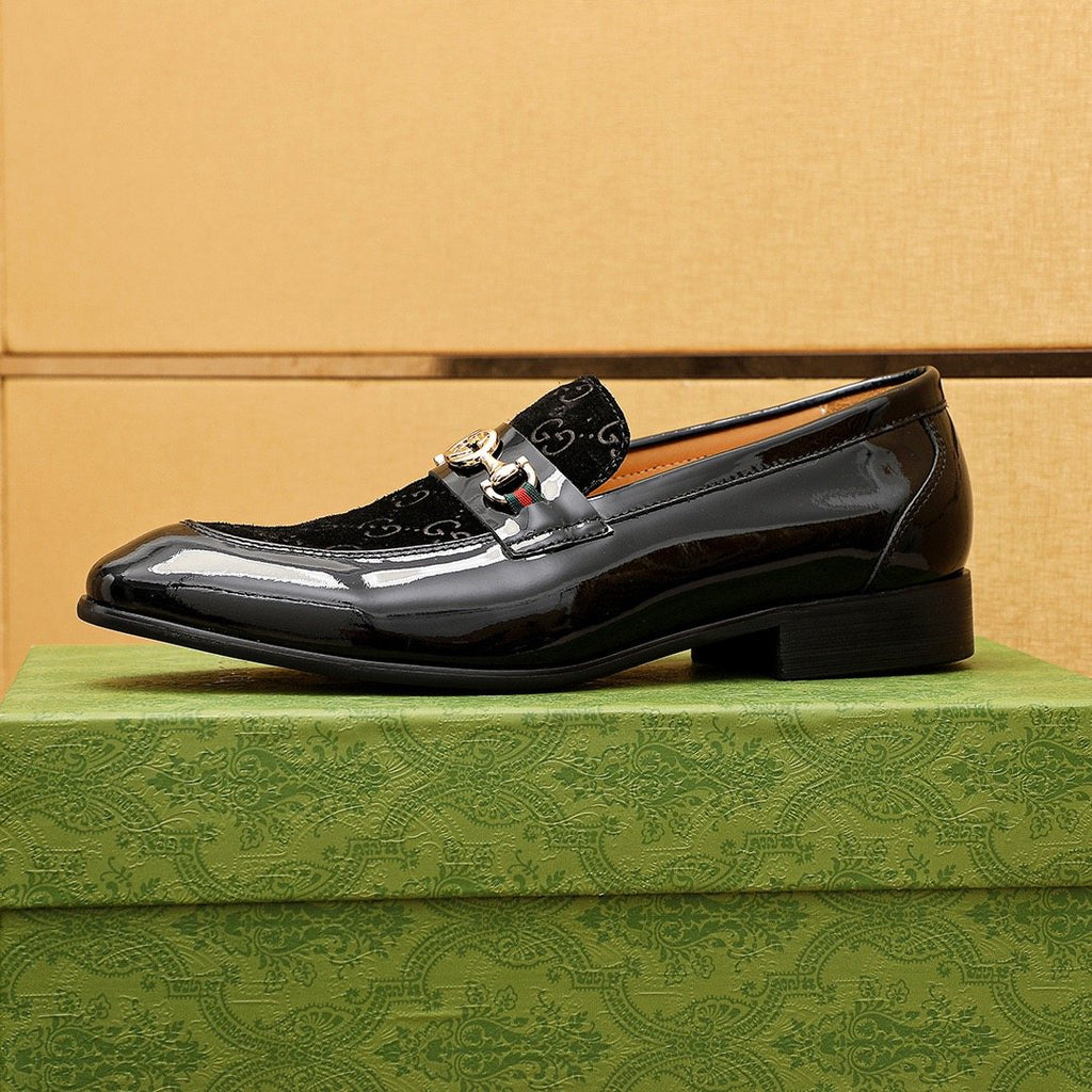 Gucci Patterned Metal Bit Loafers — side