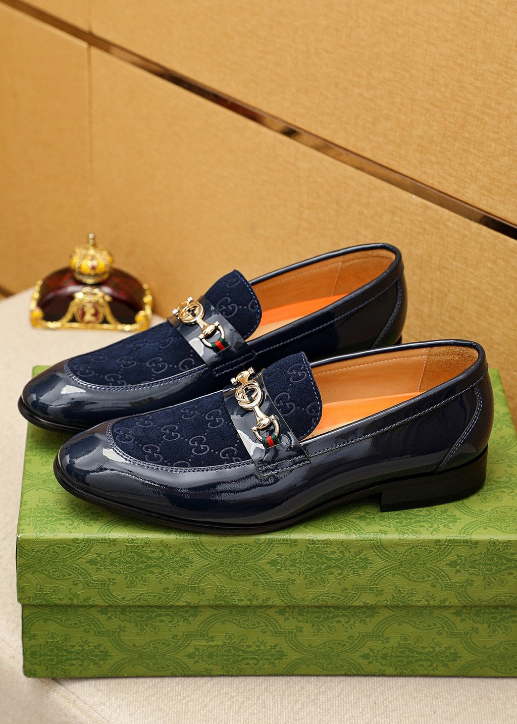 Gucci Patterned Metal Bit Loafers — front