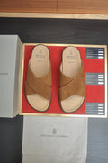 Brunello Cucinelli Cross-Strap Slide Sandals — front