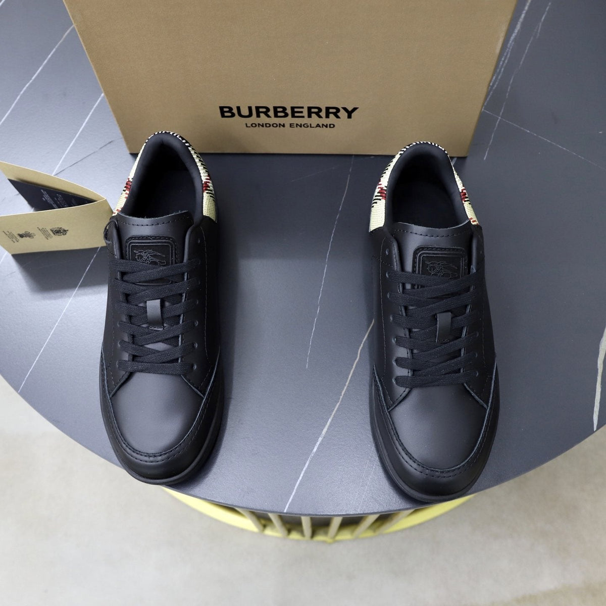 Burberry Check-Heel Low-Top Sneakers — hero