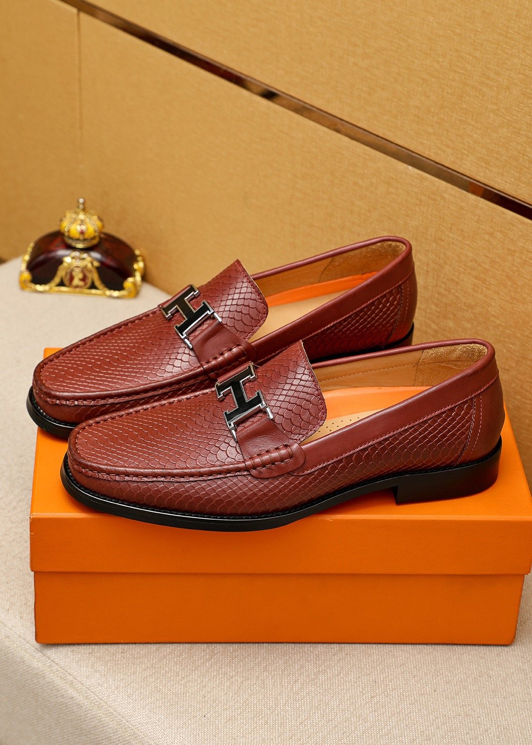 Hermès Textured H-Hardware Loafers — model