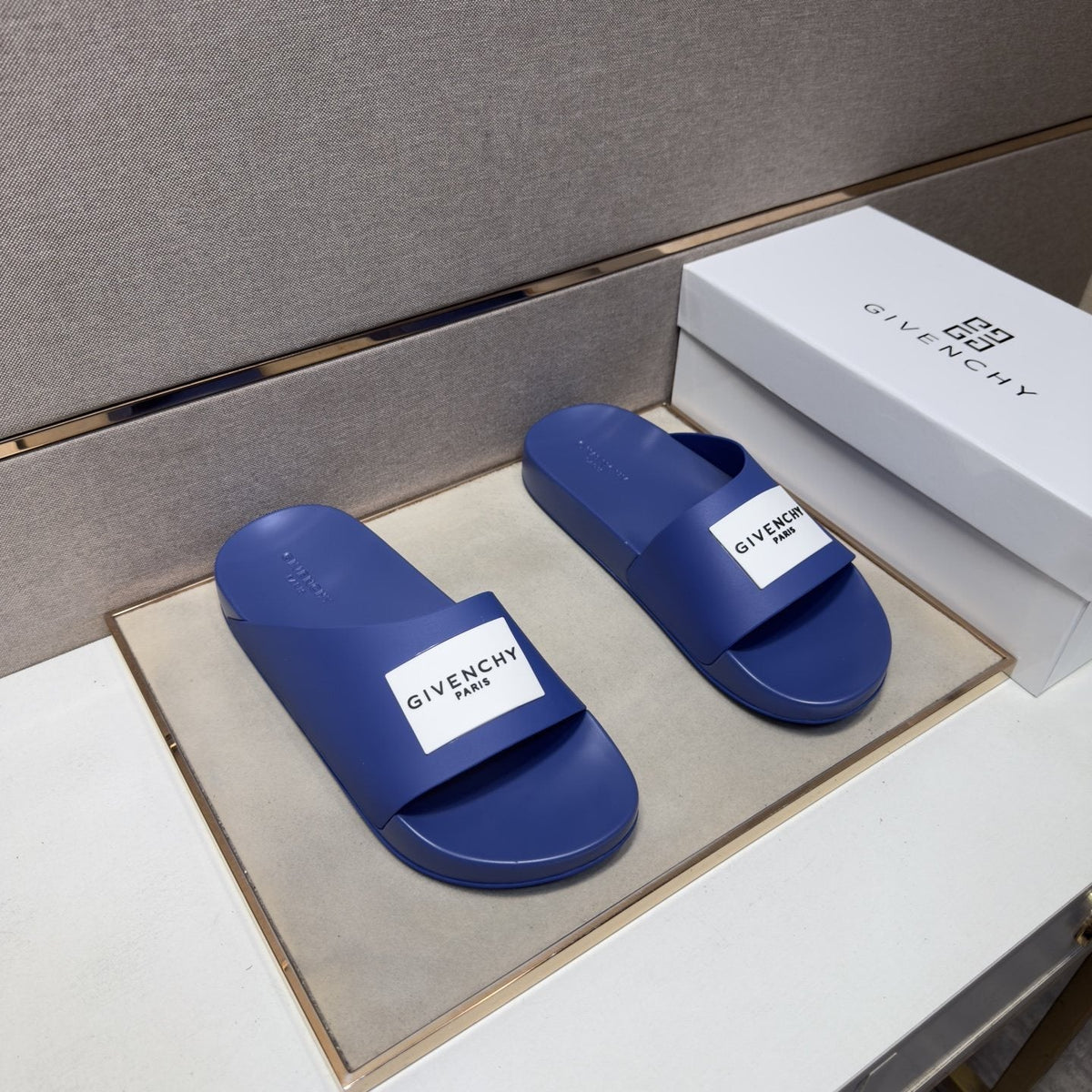 Givenchy Wordmark Patch Slide Sandals — hero