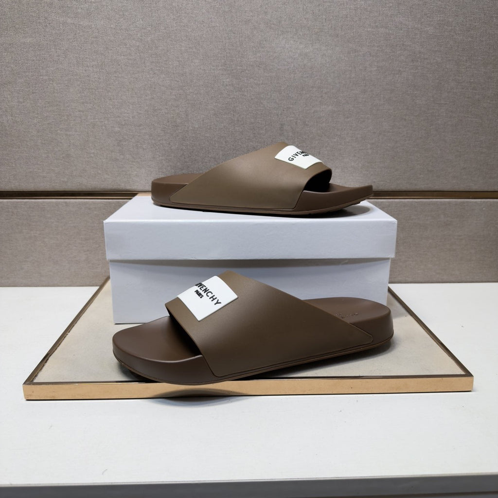 Givenchy Wordmark Patch Slide Sandals — front