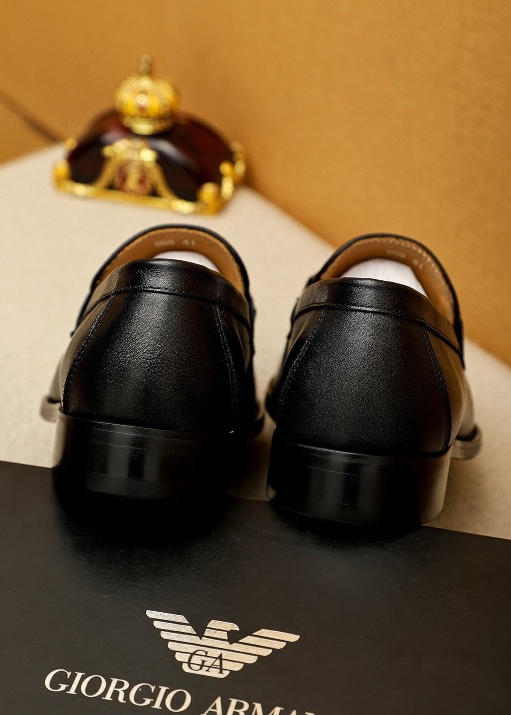 微商相册测试鞋子-Armani Black Embossed Bit Loafers — back