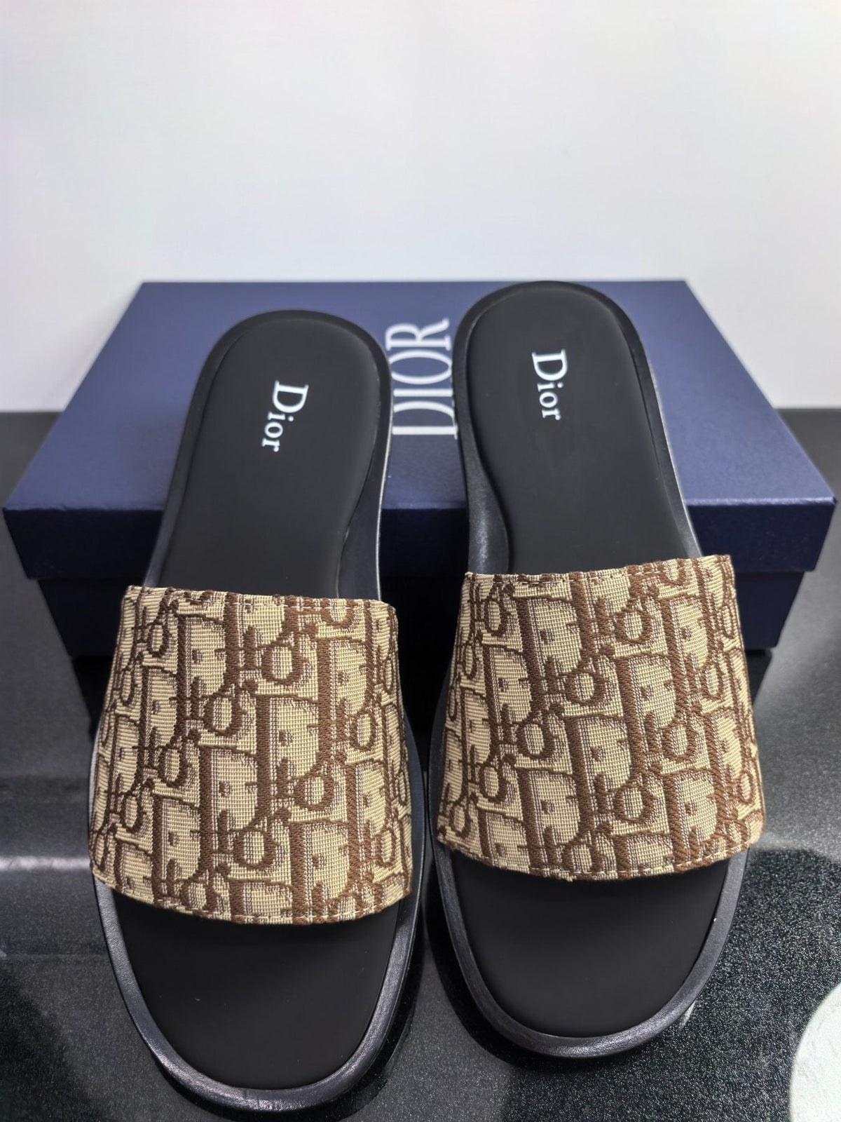 Dior Monogram Slide Sandals — front