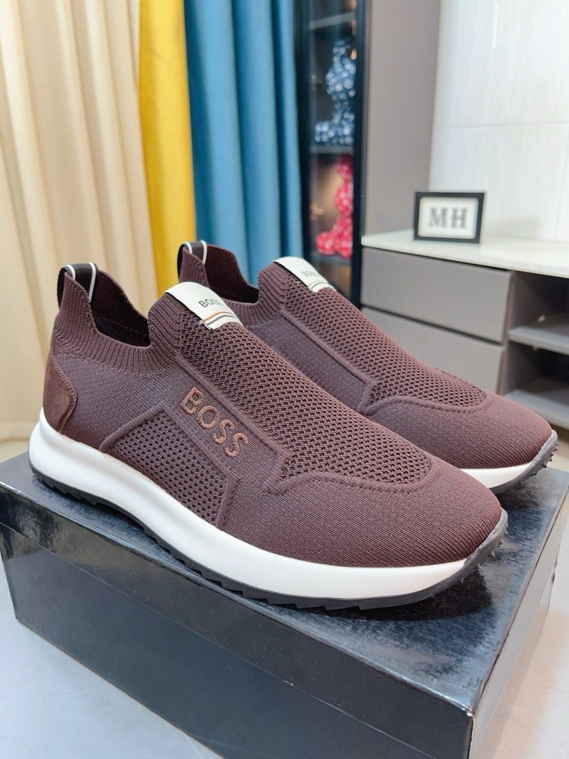 BOSS Knit-Look Slip-On Sneakers — front
