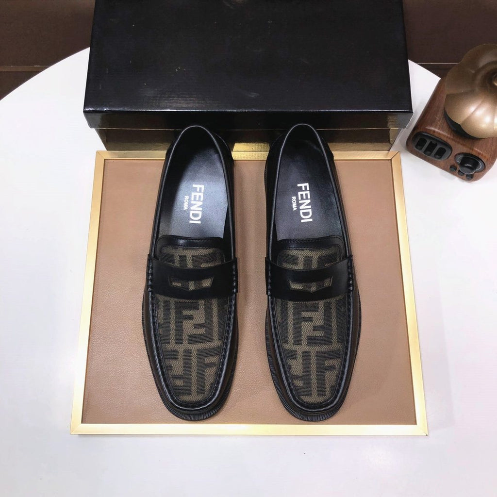 Fendi Black & Brown Monogram Loafers — hero
