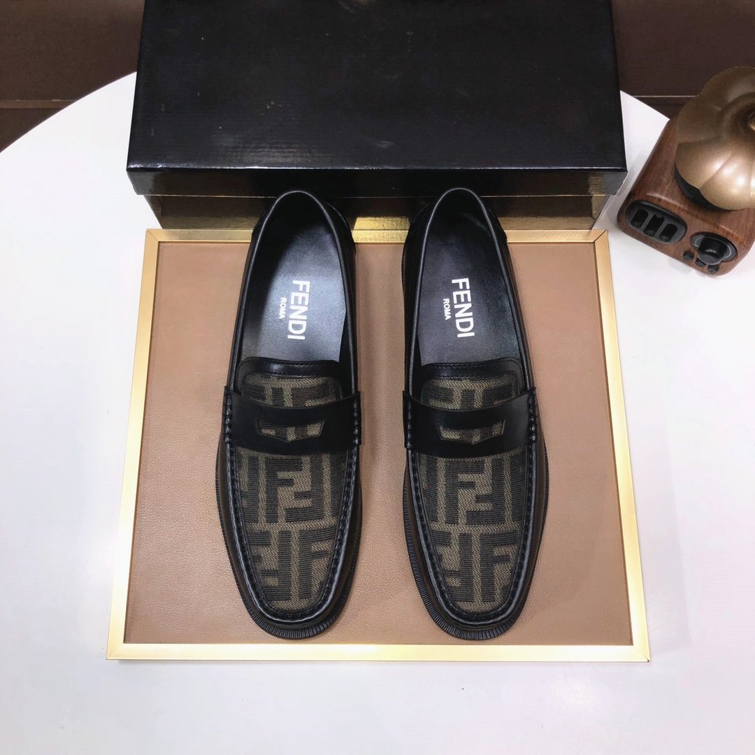 Fendi Black & Brown Monogram Loafers — hero