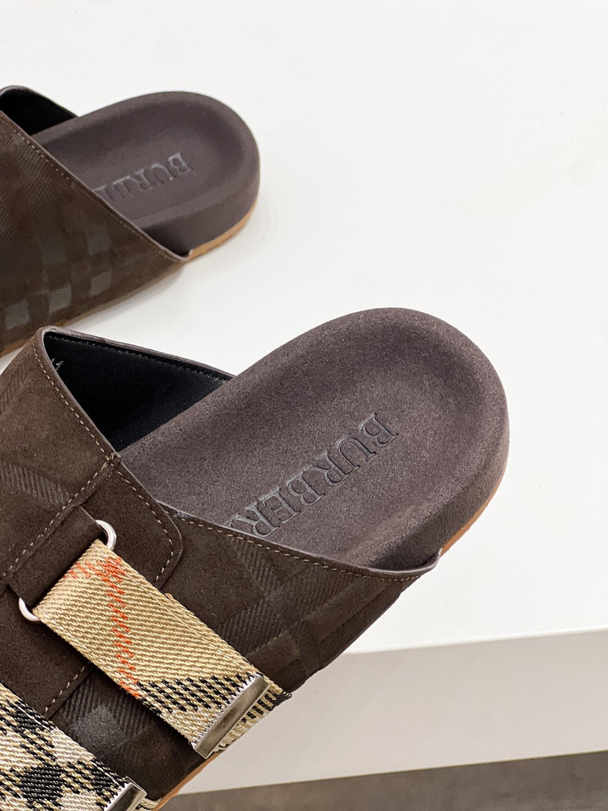 Burberry Check Buckle Slide Sandals — back