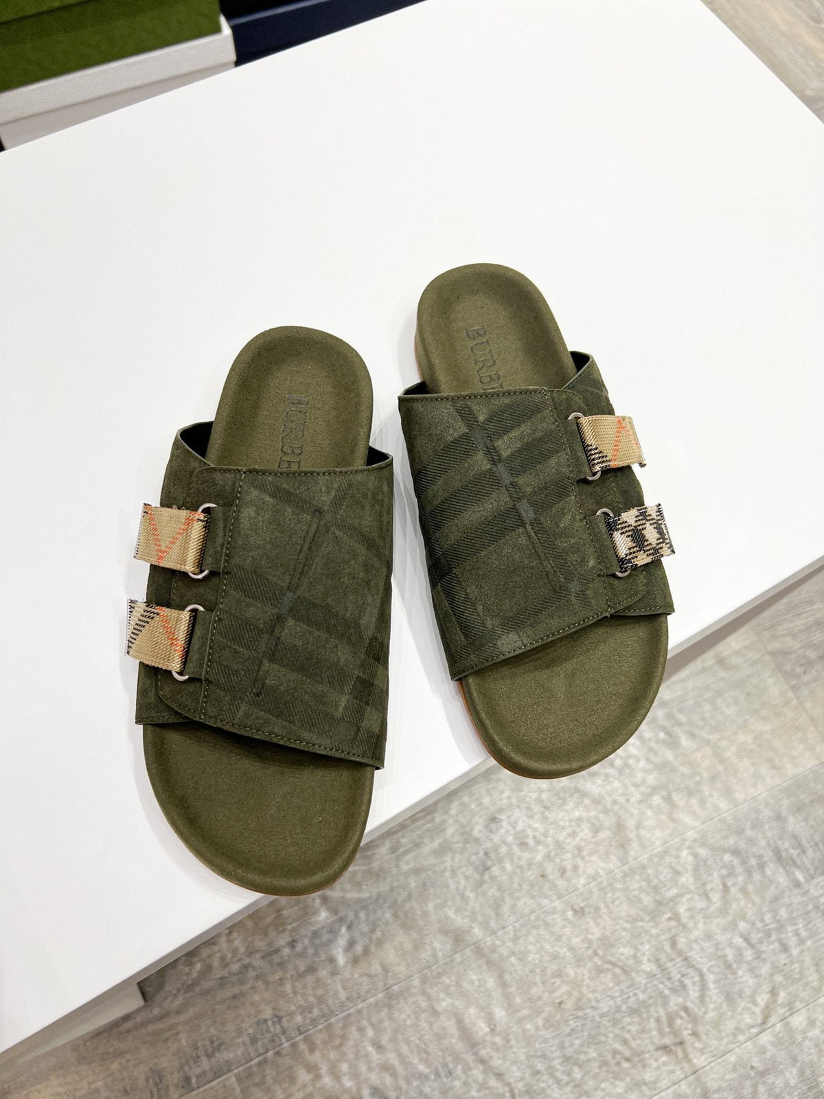Burberry Check Buckle Slide Sandals — front