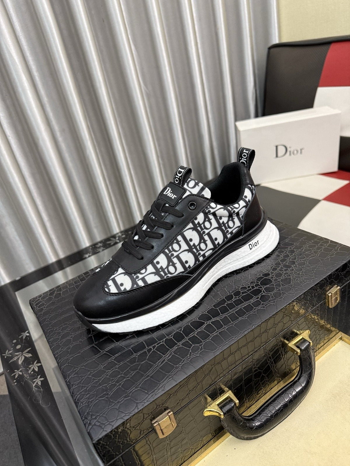 Dior Patterned Panel Low-Top Sneakers — hero