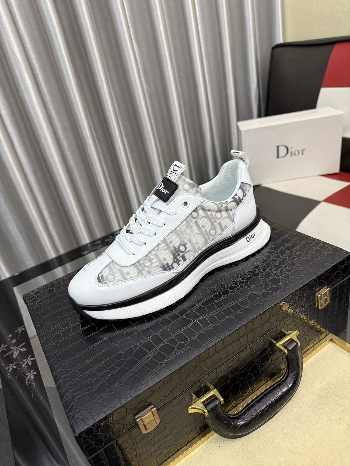 Dior Patterned Panel Low-Top Sneakers — front